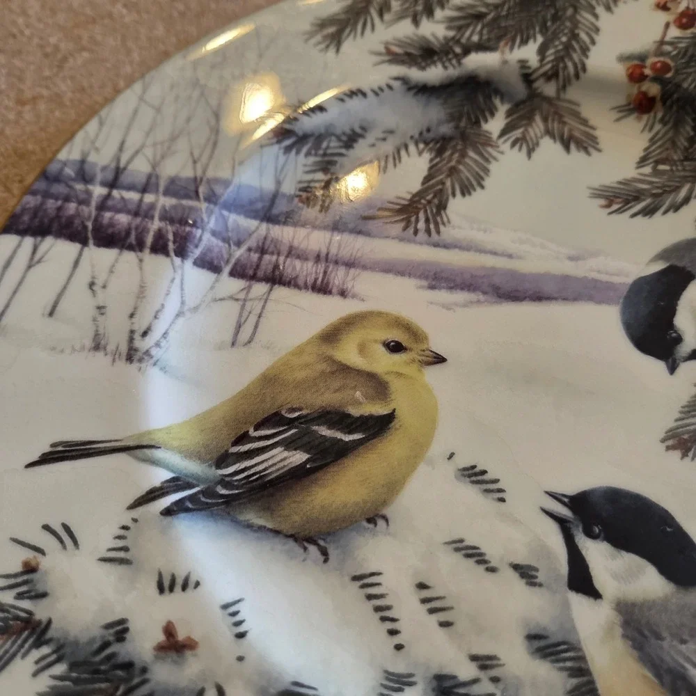 Lenox Winter Greetings Scenic Chickadee Goldfinch Plate Catherine McClung USA‎